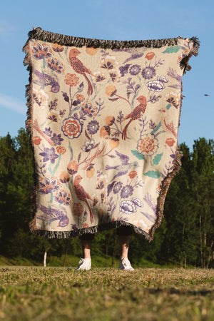 Indian Chintz by Cecilia Mok Jacquard Woven Blanket (Beige) | Harper & Blake