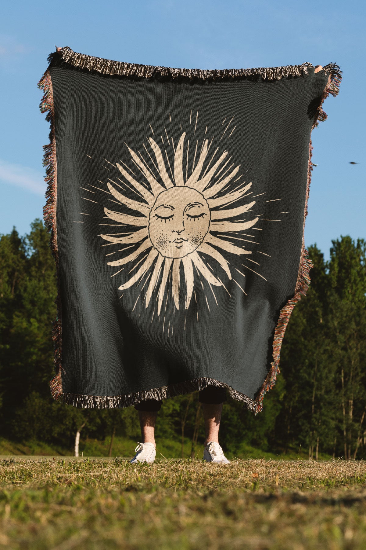 Intergalactic Adventures by Garabateo Jacquard Woven Blanket (Black) | Harper & Blake