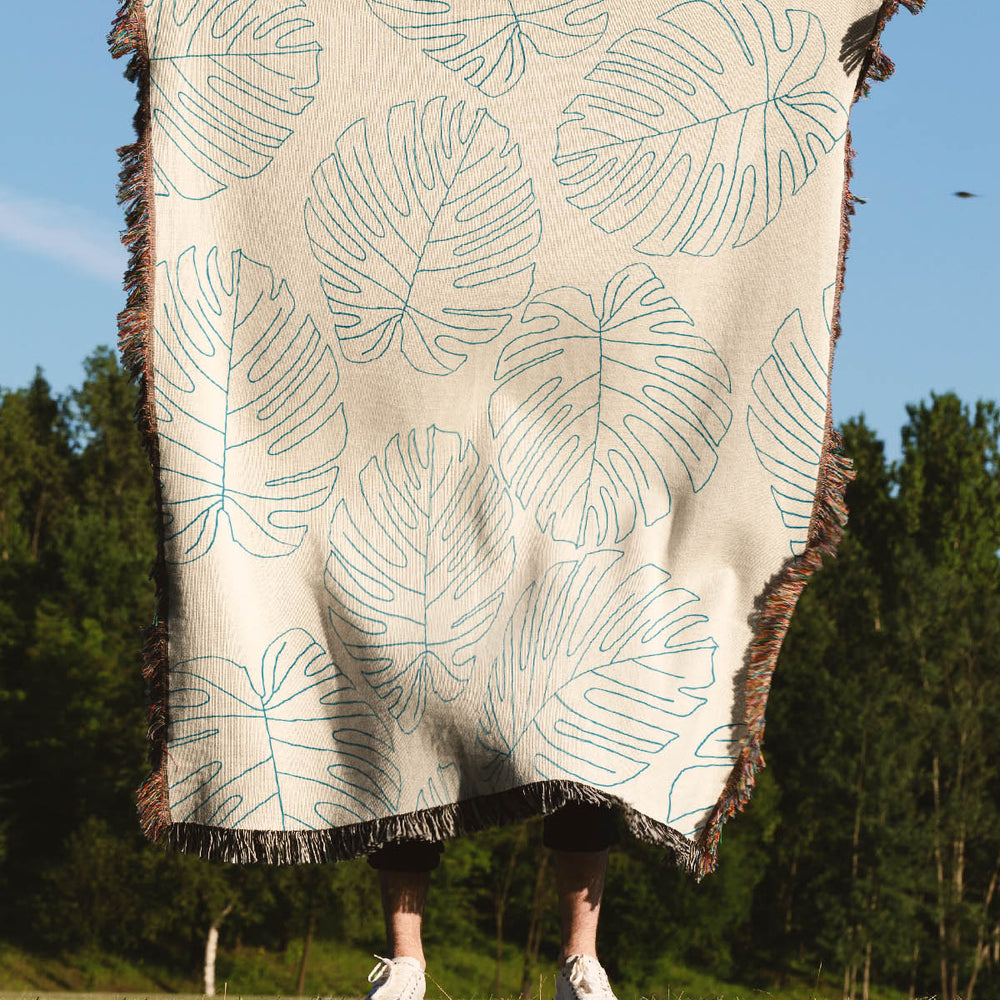 
                  
                    Monstera Plant Line Art Jacquard Woven Blanket (Cream) | Harper & Blake
                  
                