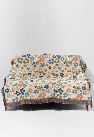
            
                Load image into Gallery viewer, Flower Field By Jackie Tahara Jacquard Woven Blanket (Beige) | Harper &amp;amp; Blake
            
        