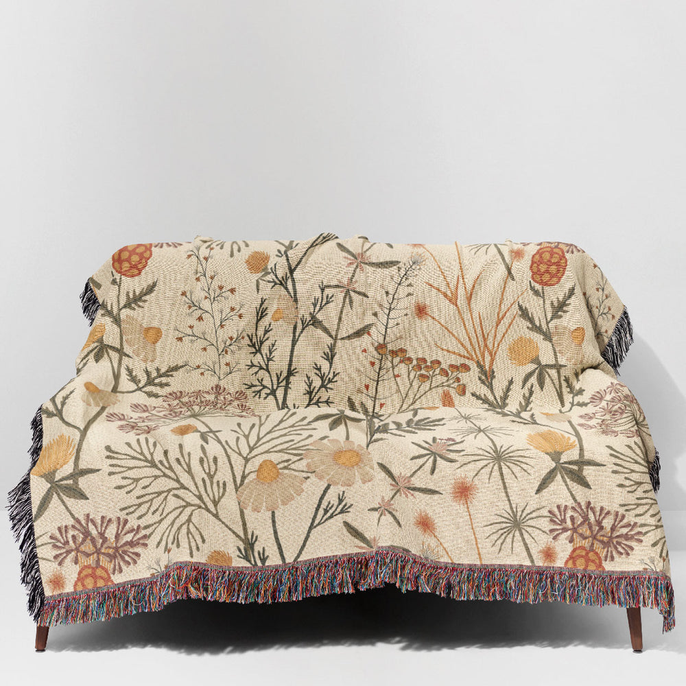 
                  
                    Botanical Weeds by Garabateo Jacquard Woven Blanket (Beige) | Harper & Blake
                  
                