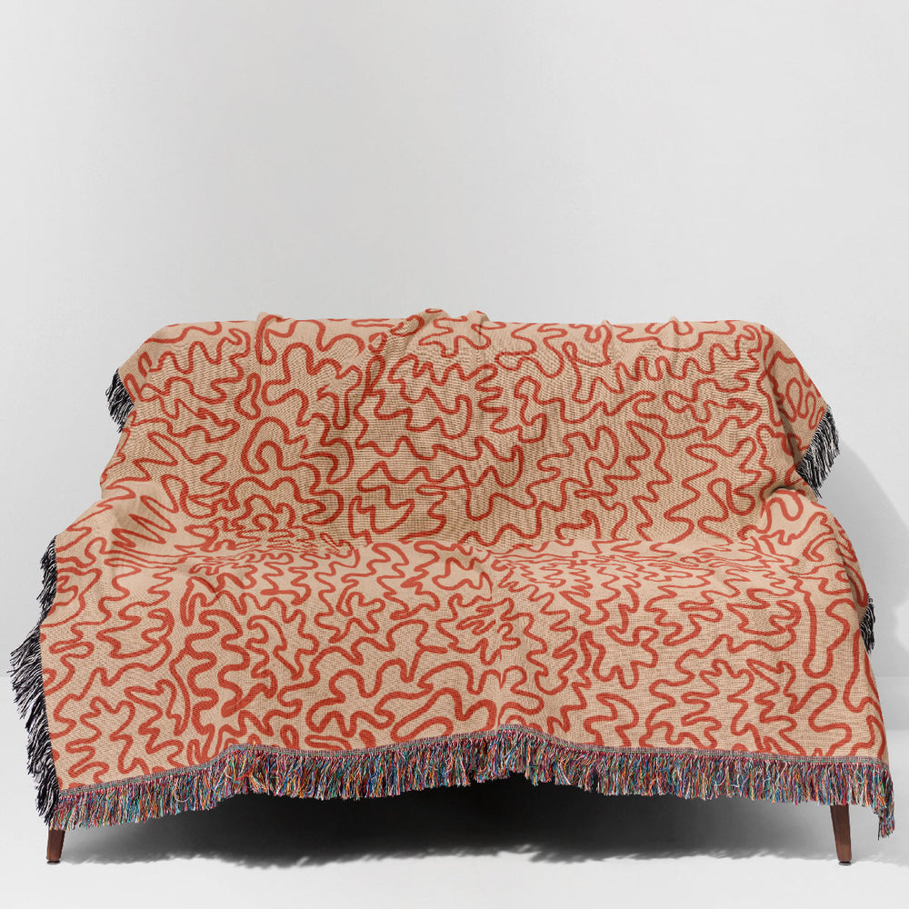 
                  
                    Doodle Line Art Jacquard Woven Blanket (Coral Pink) | Harper & Blake
                  
                