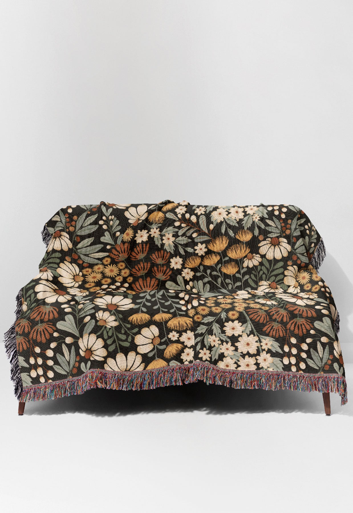 Floral Wilderness Garden by Garabateo Jacquard Woven Blanket (Grey) | Harper & Blake