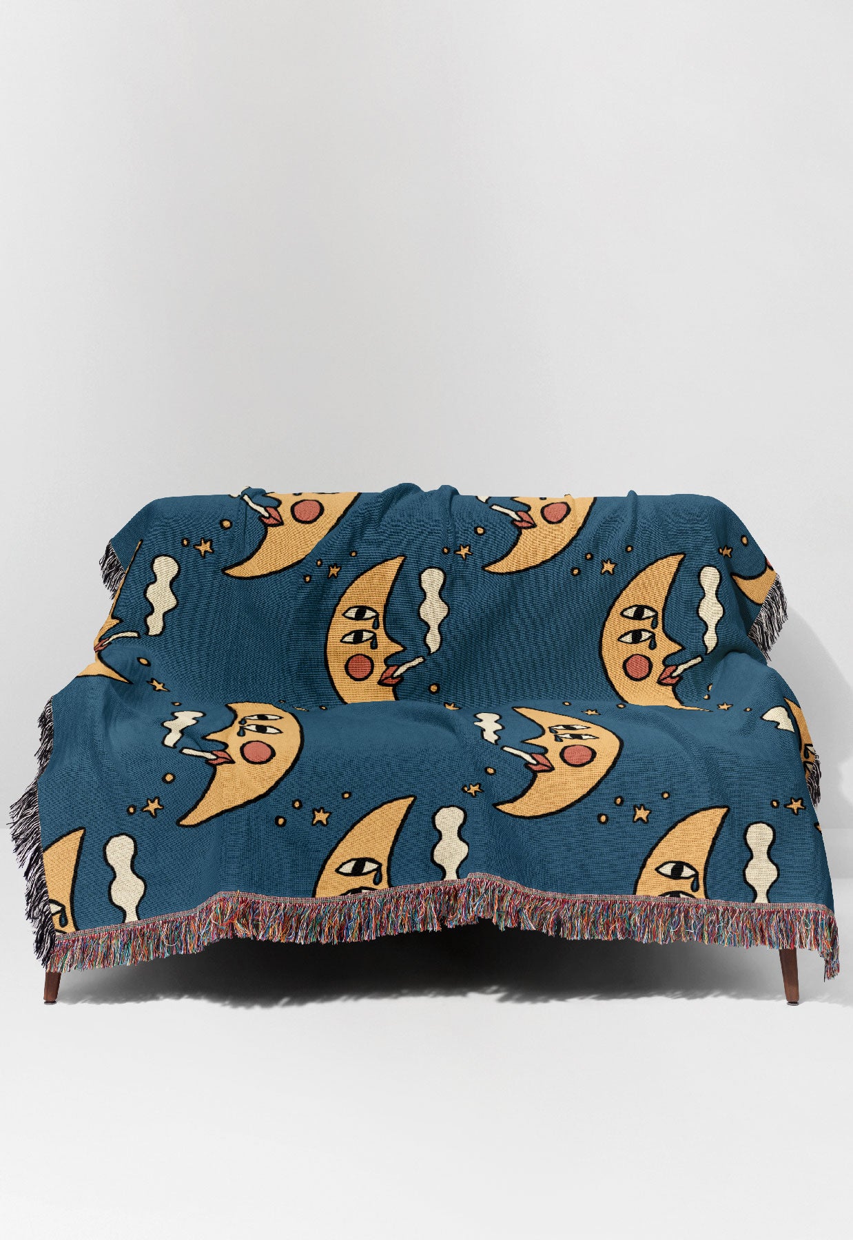 Sassy Moon by Aley Wild Jacquard Woven Blanket (Blue) | Harper & Blake