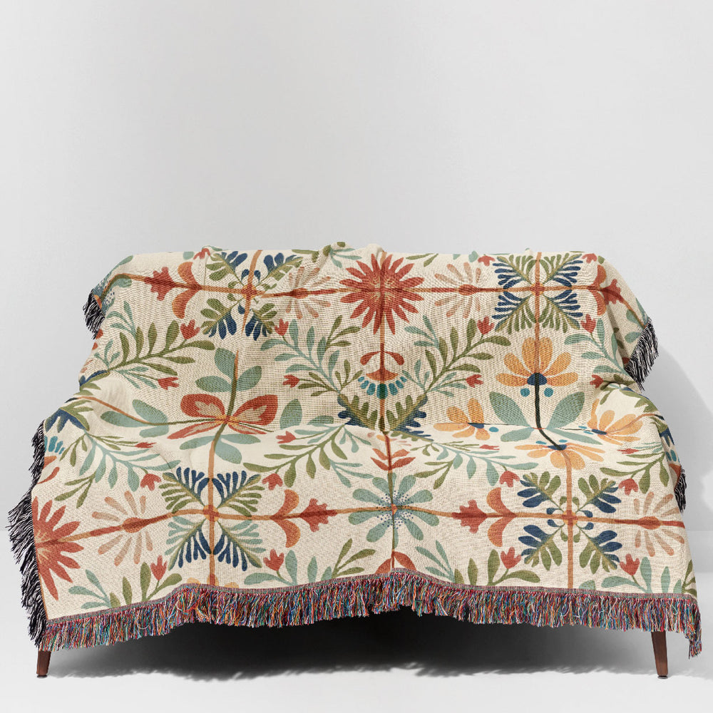 
                  
                    Nostalgic Vintage Tile by Garabateo Jacquard Woven Blanket (Beige) | Harper & Blake
                  
                