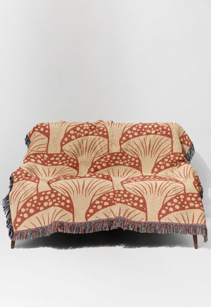 Fabulous Funghi Dawn by Elissa Rua Jacquard Woven Blanket (Red) | Harper & Blake