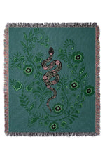 Floral Snake Jacquard Woven Blanket (Teal)