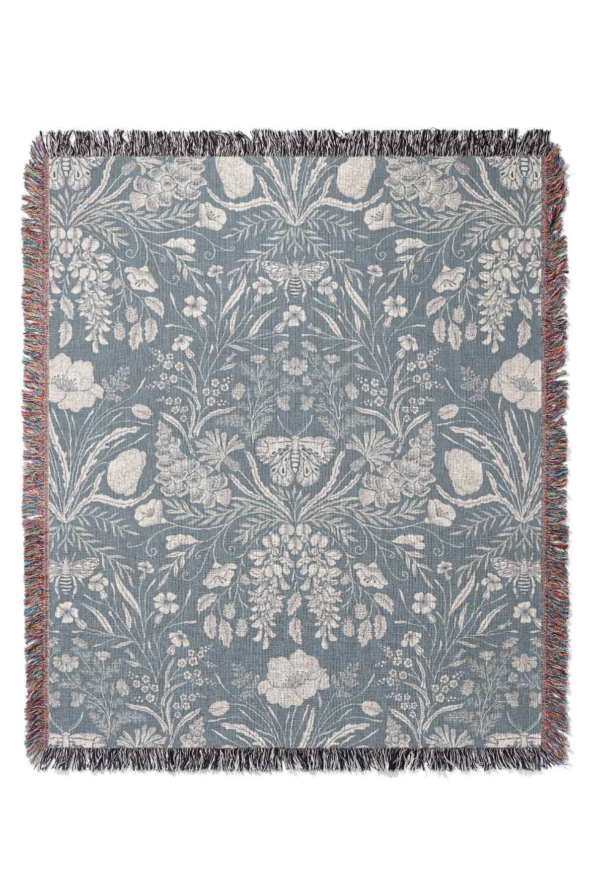 Wildflower Botanical by Denes Anna Design Jacquard Woven Blanket (Grey) | Harper & Blake