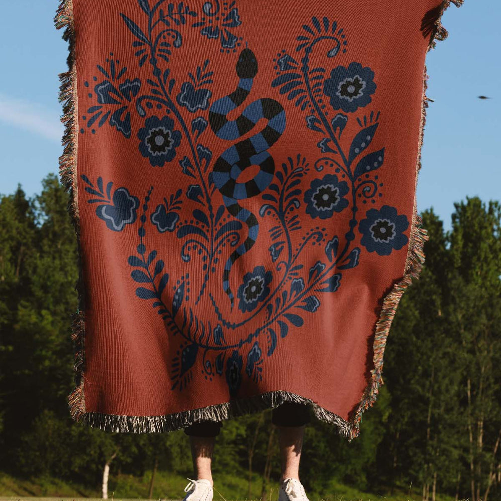 
                  
                    Floral Snake Stripe Jacquard Woven Blanket (Red) | Harper & Blake
                  
                