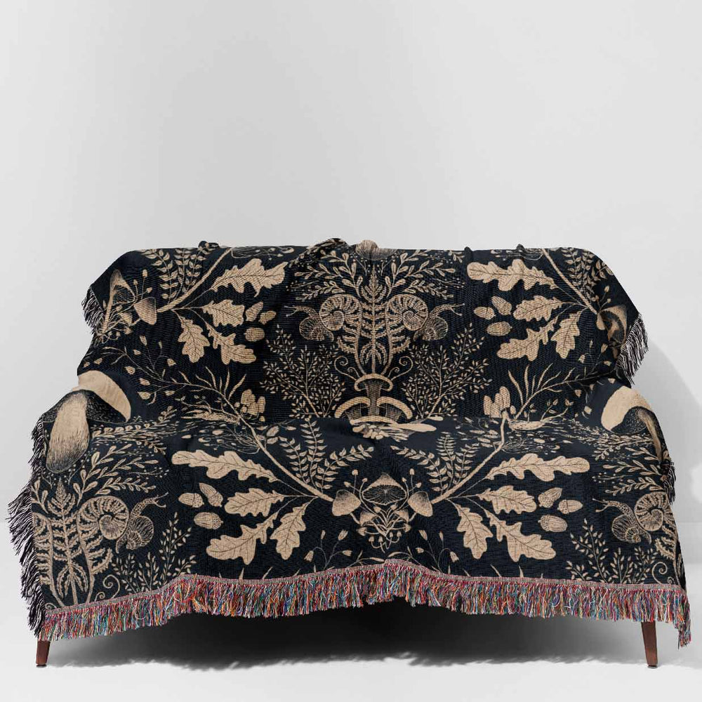 
                  
                    Mushroom Forest Damask by Denes Anna Design Jacquard Woven Blanket (Black) | Harper & Blake
                  
                