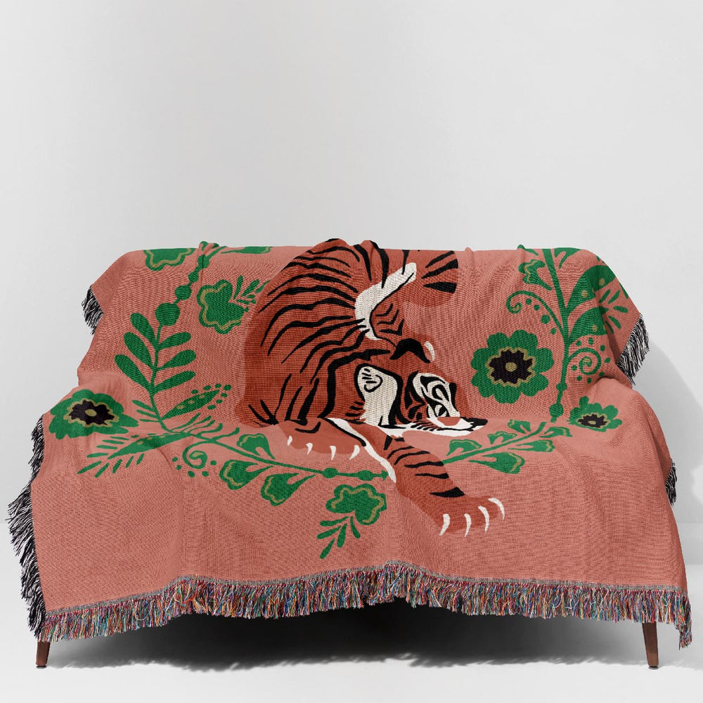 
                  
                    Floral Tiger Jacquard Woven Blanket (Dusty Pink) | Harper & Blake
                  
                