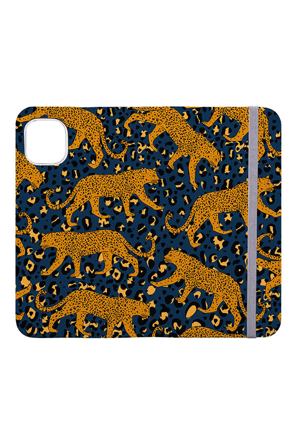 
            
                Load image into Gallery viewer, Leopard Print Animal Wallet Phone Case (Navy) | Harper &amp;amp; Blake
            
        