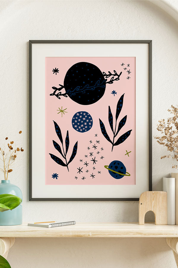 Botanical Planets by Ani Vidotto Giclée Art Print Poster (Pink) | Harper & Blake