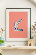 Bold Graphic Cat Giclée Art Print Poster (Peach)