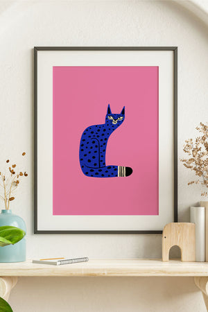 Bold Graphic Cat Art Print Poster (Pink) | Harper & Blake