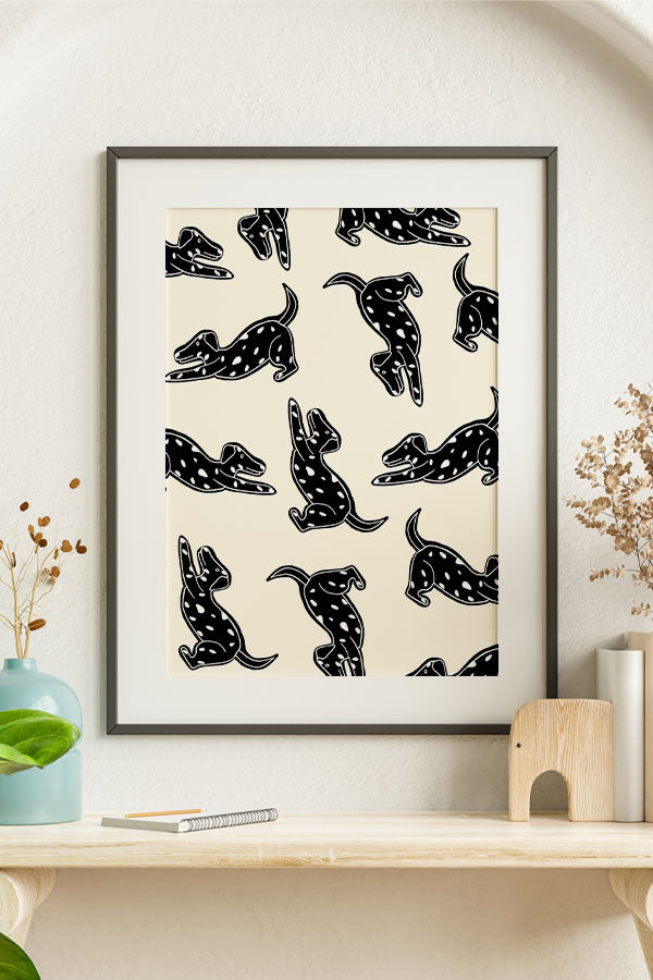 Two Tone Dalmatian Scatter Art Print Poster (Cream) | Harper & Blake