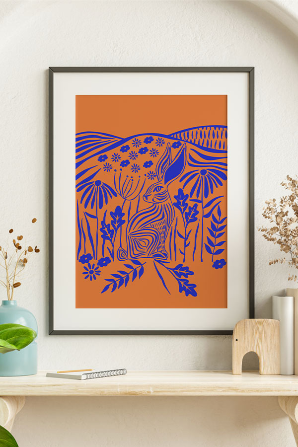 
                  
                    Flower Rabbit Art Print Poster (Orange) | Harper & Blake
                  
                