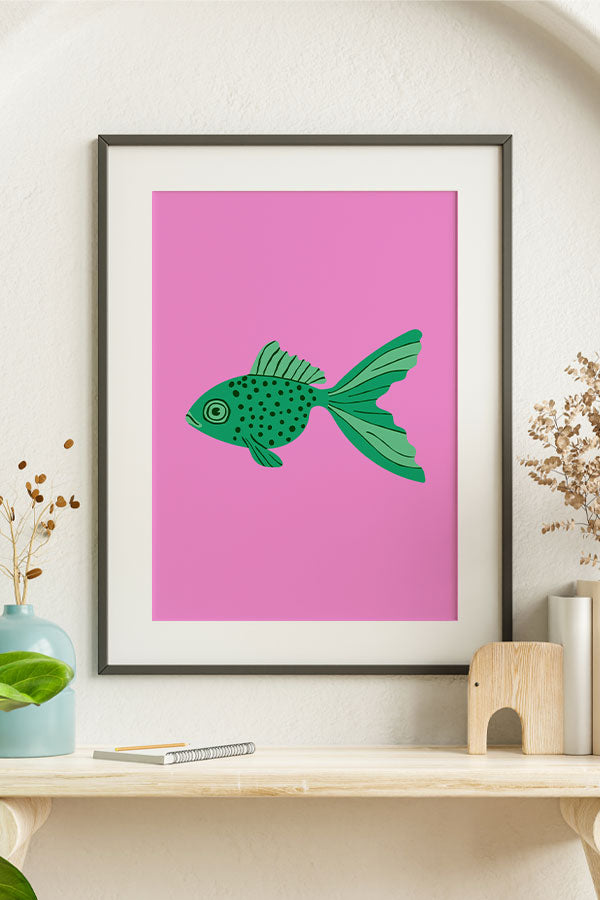 Bold Graphic Goldfish Art Print Poster (Pink) | Harper & Blake