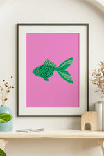Bold Graphic Goldfish Giclée Art Print Poster (Pink)