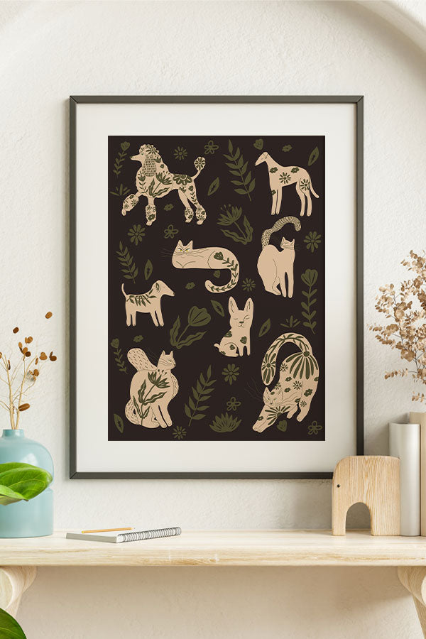
                  
                    Abstract Floral Pets Art Print Poster (Dark) | Harper & Blake
                  
                