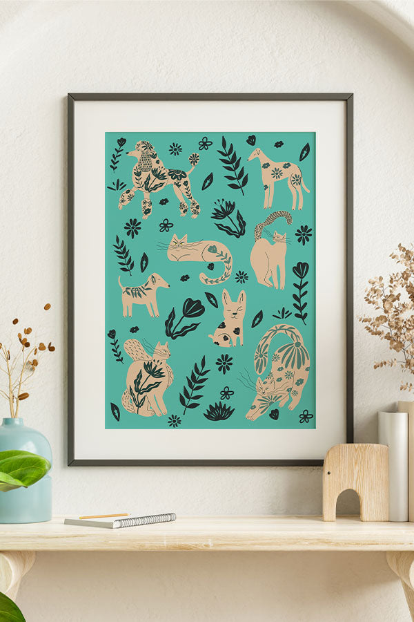 
                  
                    Abstract Floral Pets Art Print Poster (Turquoise) | Harper & Blake
                  
                
