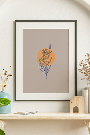 Modern Minimalist Wildflower Block Giclée Art Print Poster in Beige | Harper & Blake
