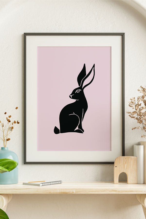 Two Tone Rabbit Giclée Art Print Poster (Baby Pink)