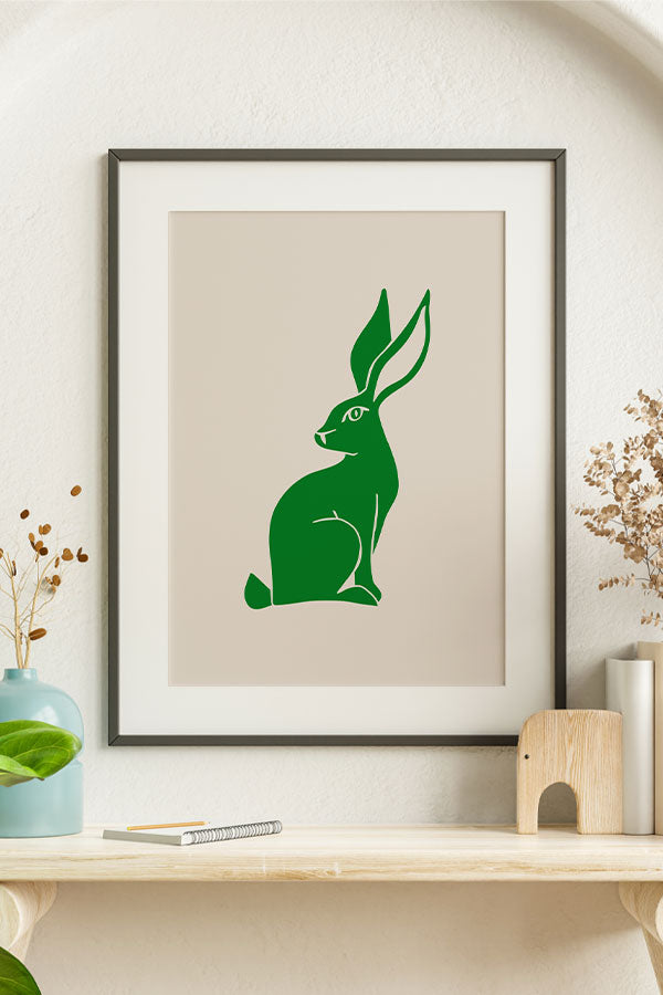 Two Tone Rabbit Art Print Poster (Off White) | Harper & Blake