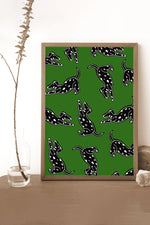 Two Tone Dalmatian Scatter Giclée Art Print Poster (Green)
