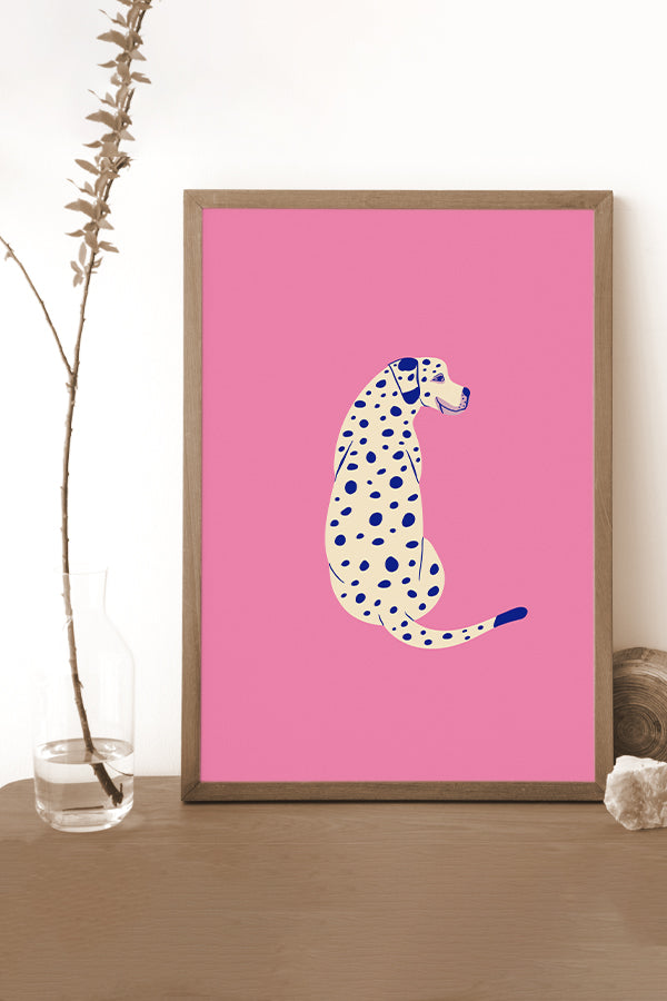 Bold Graphic Dog Art Print Poster (Pink) | Harper & Blake