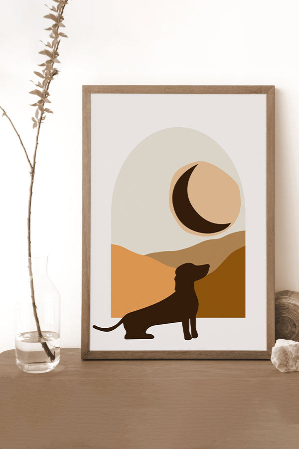 Moon Elements Dog Art Print Poster (Neutral) | Harper & Blake