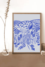 Flower Rabbit Giclée Art Print Poster (Blue)