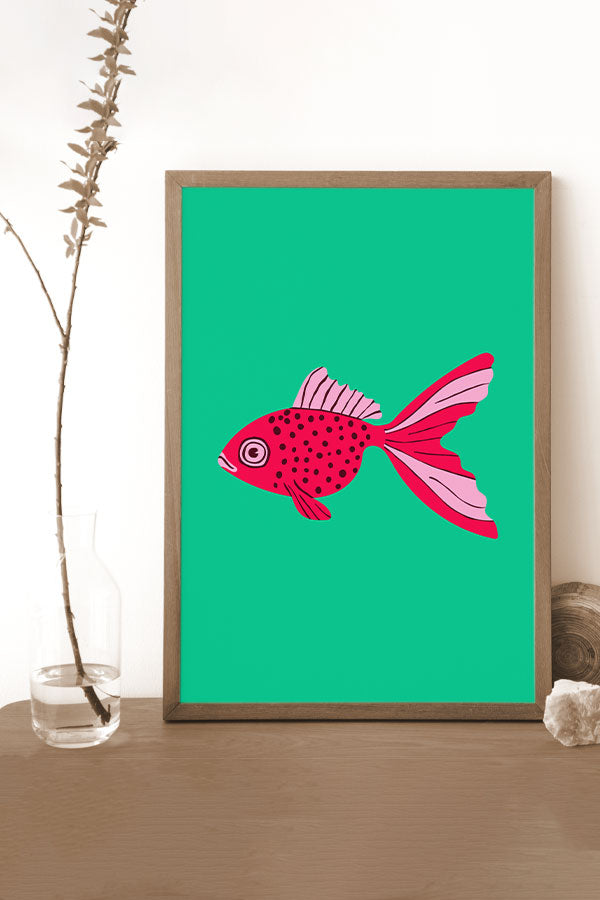 Bold Graphic Goldfish Art Print Poster (Green) | Harper & Blake