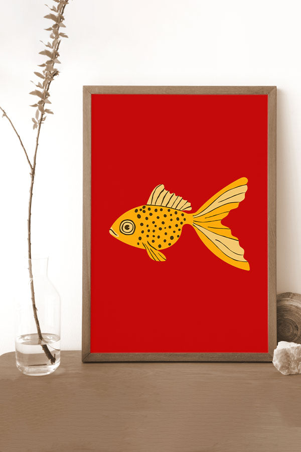 Bold Graphic Goldfish Art Print Poster (Red) | Harper & Blake