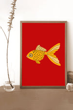 Bold Graphic Goldfish Giclée Art Print Poster (Red)