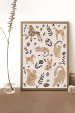 Abstract Floral Pets Giclée Art Print Poster (Off White)