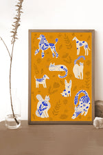 Abstract Floral Pets Giclée Art Print Poster (Yellow)