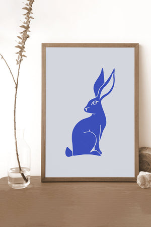 Two Tone Rabbit Art Print Poster (Blue) | Harper & Blake