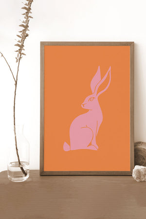 Two Tone Rabbit Art Print Poster (Orange) | Harper & Blake