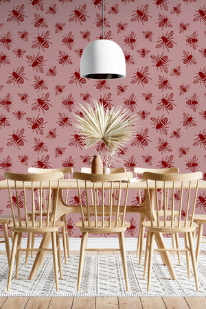 Bee Print Wallpaper (Blush Pink) | Harper & Blake Living