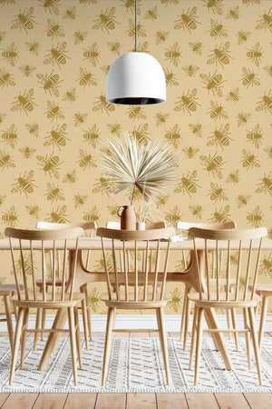
            
                Load image into Gallery viewer, Bee Print Wallpaper (Pastel Yellow) | Harper &amp;amp; Living
            
        