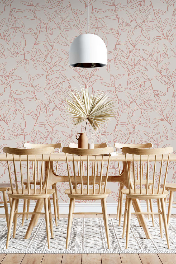 Willow Leaves Wallpaper (Peach) | Harper & Blake