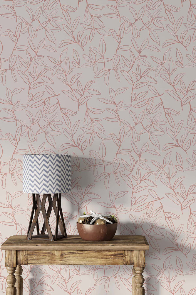 Willow Leaves Wallpaper (Peach) | Harper & Blake