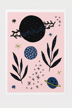 Botanical Planets by Ani Vidotto Giclée Art Print Poster (Pink) | Harper & Blake