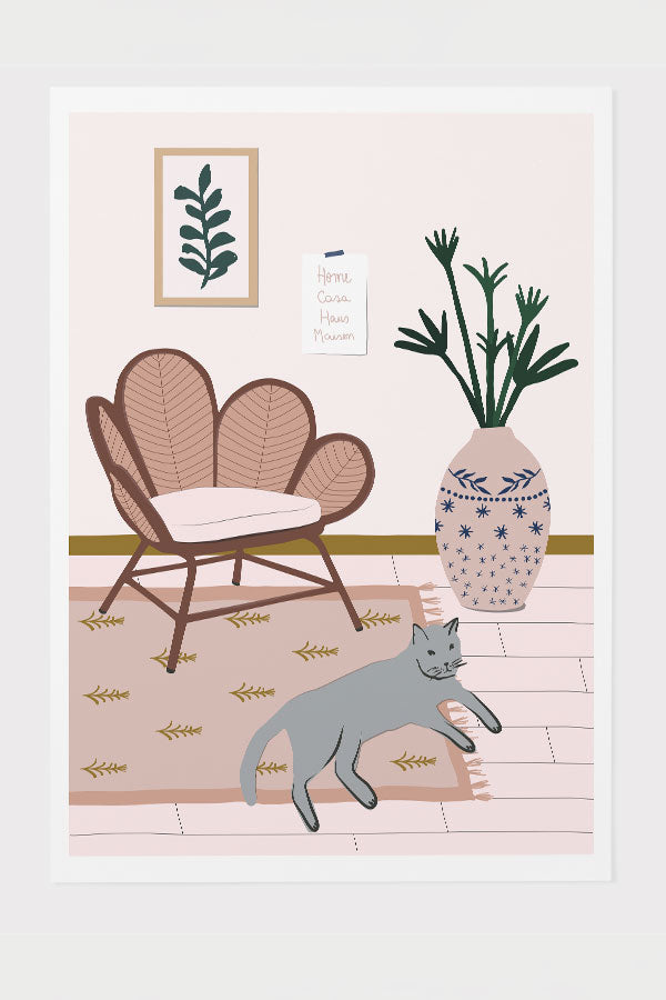 
                  
                    Cat at Home by Ani Vidotto Giclée Art Print Poster (Pink) | Harper & Blake
                  
                