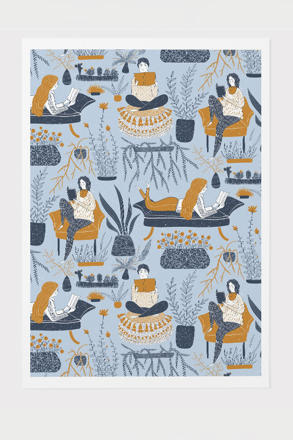 
                  
                    Cozy Reading by Denes Anna Design Giclée Art Print Poster (Blue) | Harper & Blake
                  
                