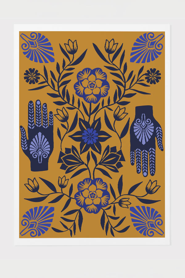 
                  
                    Flower Hands Giclée Art Print Poster Mustard Blue | Harper & Blake
                  
                
