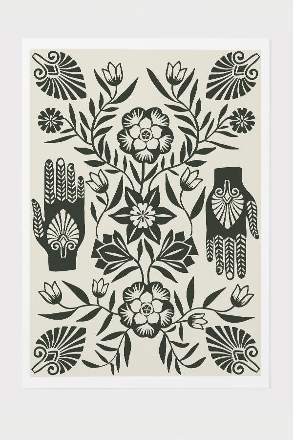Flower Hands Giclée Art Print Poster Off White | Harper & Blake