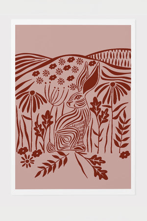 
            
                Load image into Gallery viewer, Flower Rabbit Art Print Poster (Dusty Pink) | Harper &amp;amp; Blake
            
        