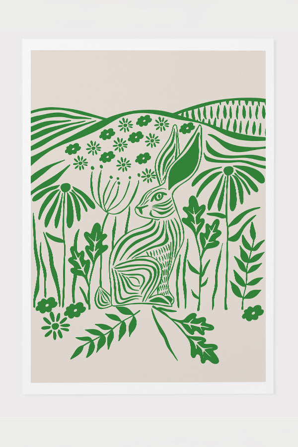 
            
                Load image into Gallery viewer, Flower Rabbit Art Print Poster (Off White) | Harper &amp;amp; Blake
            
        